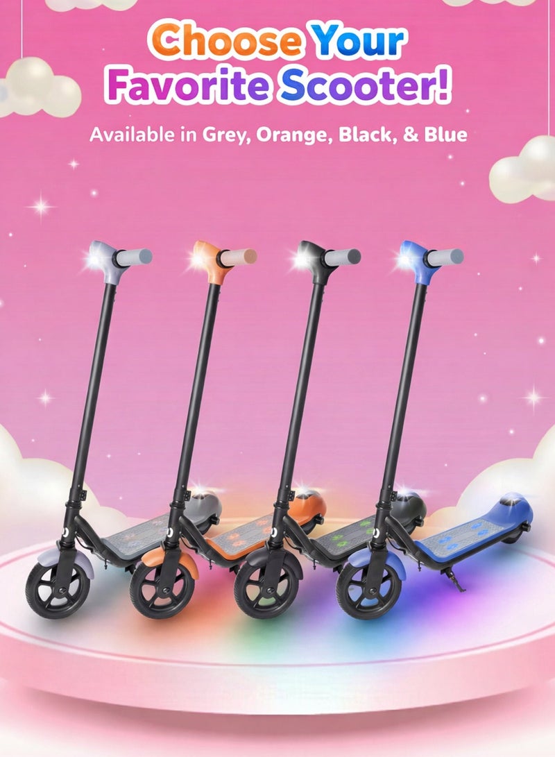 MAGIC VAULT Kids Electric Scooter with Bluetooth Speaker & LED Lights – Foldable E-Scooter for Boys Girls Ages 6-14, 14 km/h Speed, 24V Rechargeable Battery, LED Display, Electronic Brake, Adjustable Height, 6.5 Inch Wheels, RGB Colorful Deck Lights, Gift for Children – Grey - Image 2